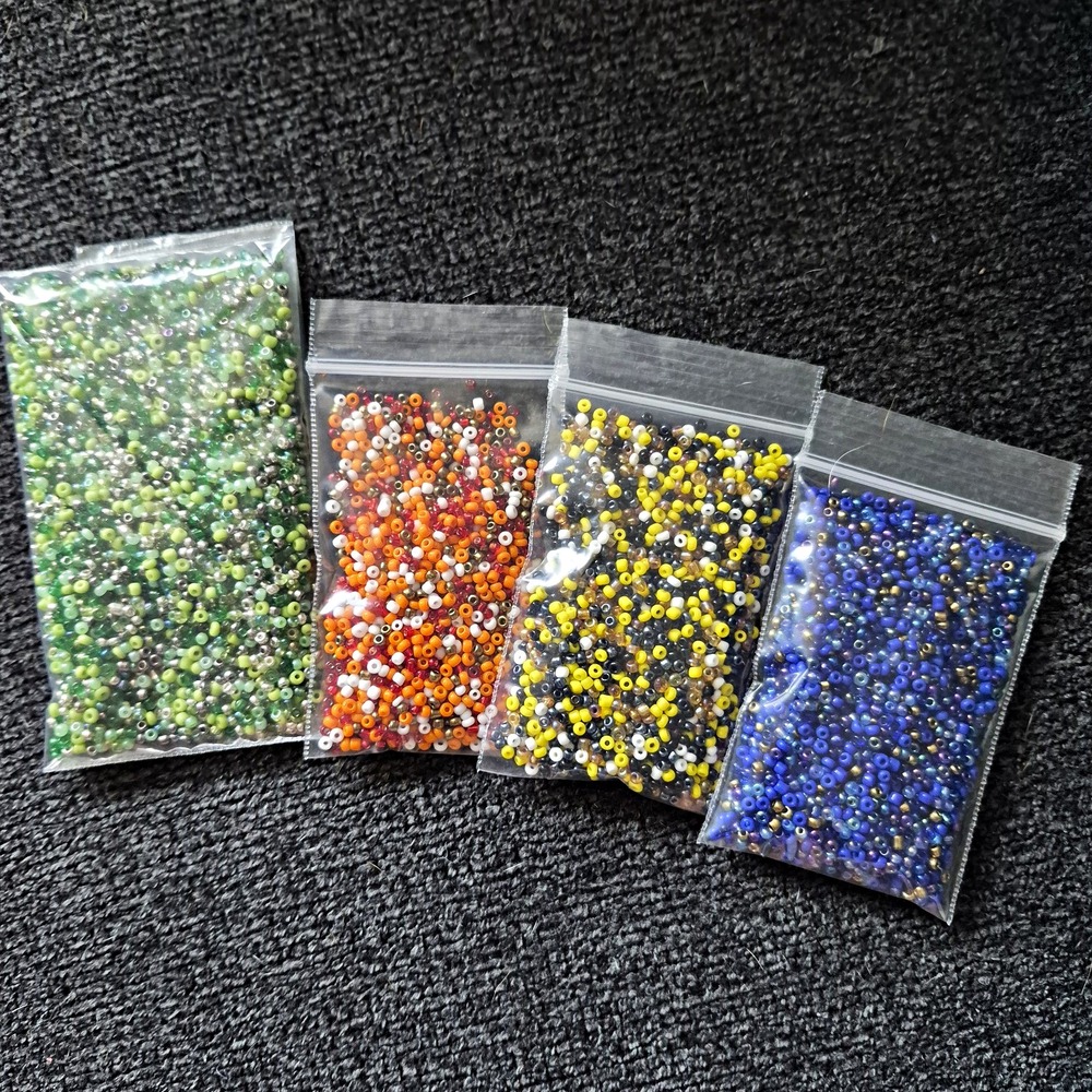 Multicolor Glass Seed Beads Lot, Loose Round 2-2.9 mm Mixed Colors